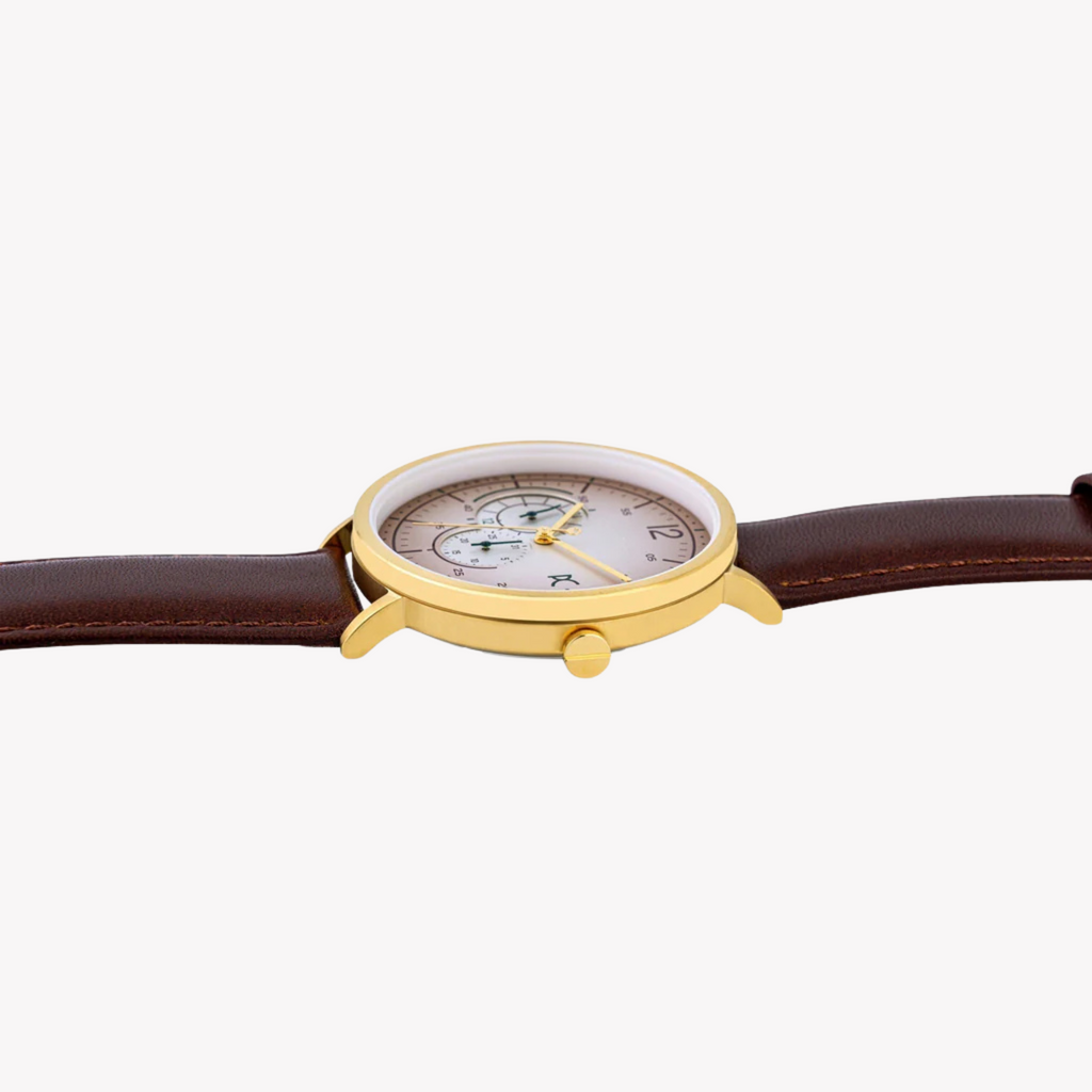 Pierre Cardin Men's Brown Leather Watch, Beige Dial | Cbn.3022