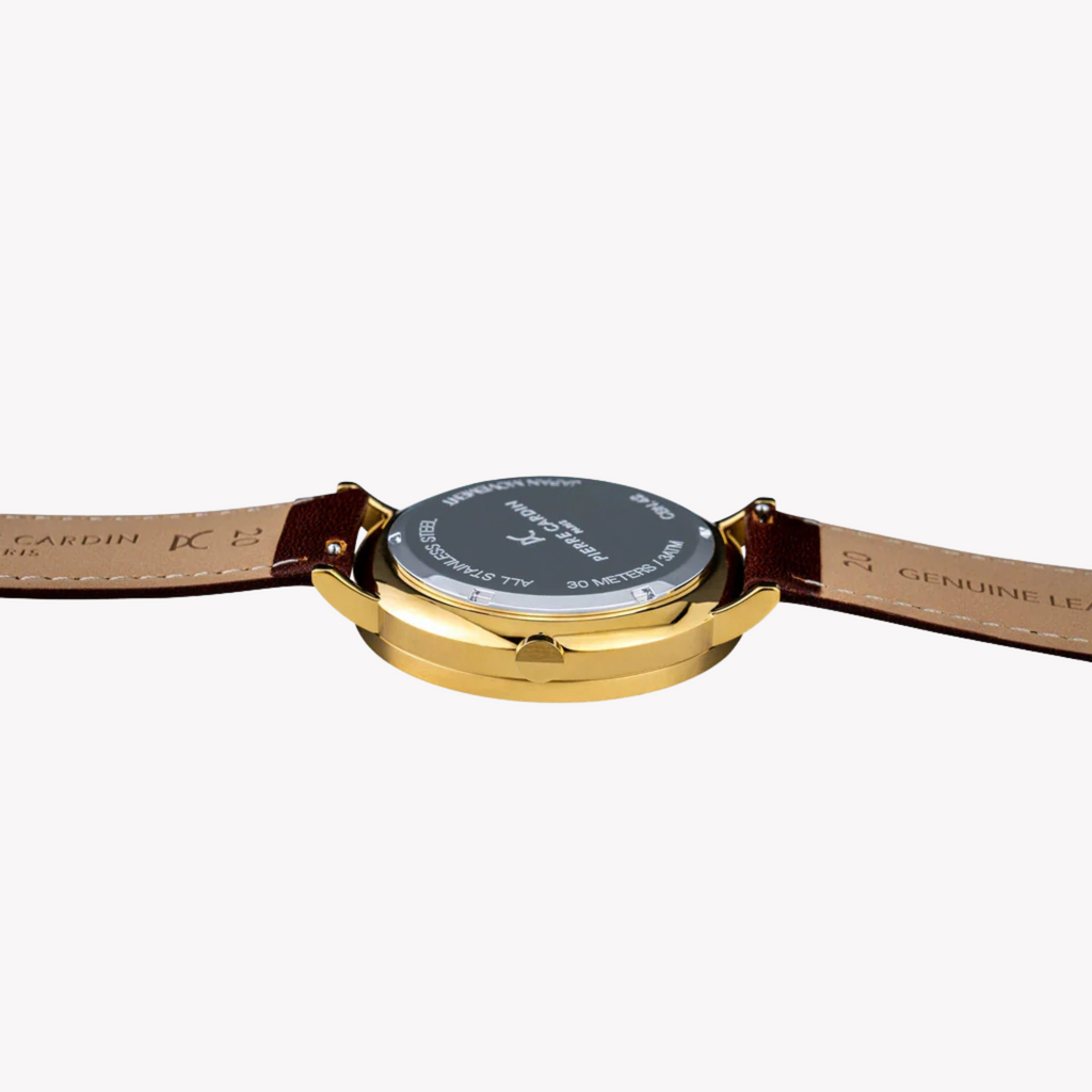 Pierre Cardin Men's Brown Leather Watch, Beige Dial | Cbn.3022