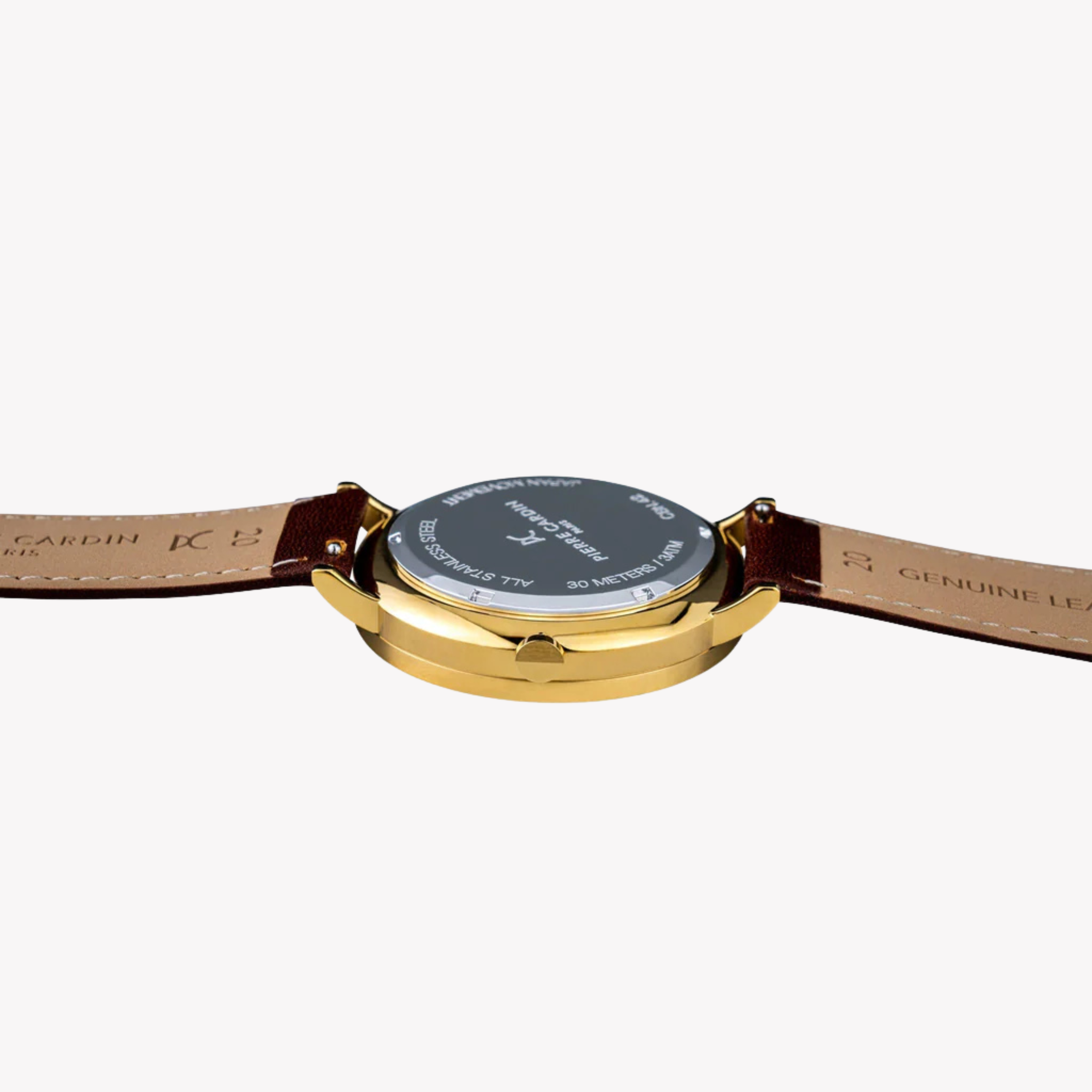 Pierre Cardin Men's Brown Leather Watch, Beige Dial | Cbn.3022