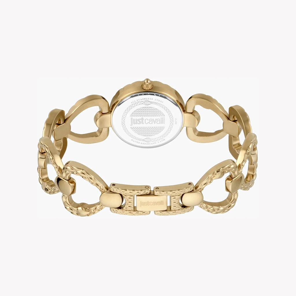 Just Cavalli Women's Gold Stainless Steel Watch, Silver Dial | Jc1l132m0075