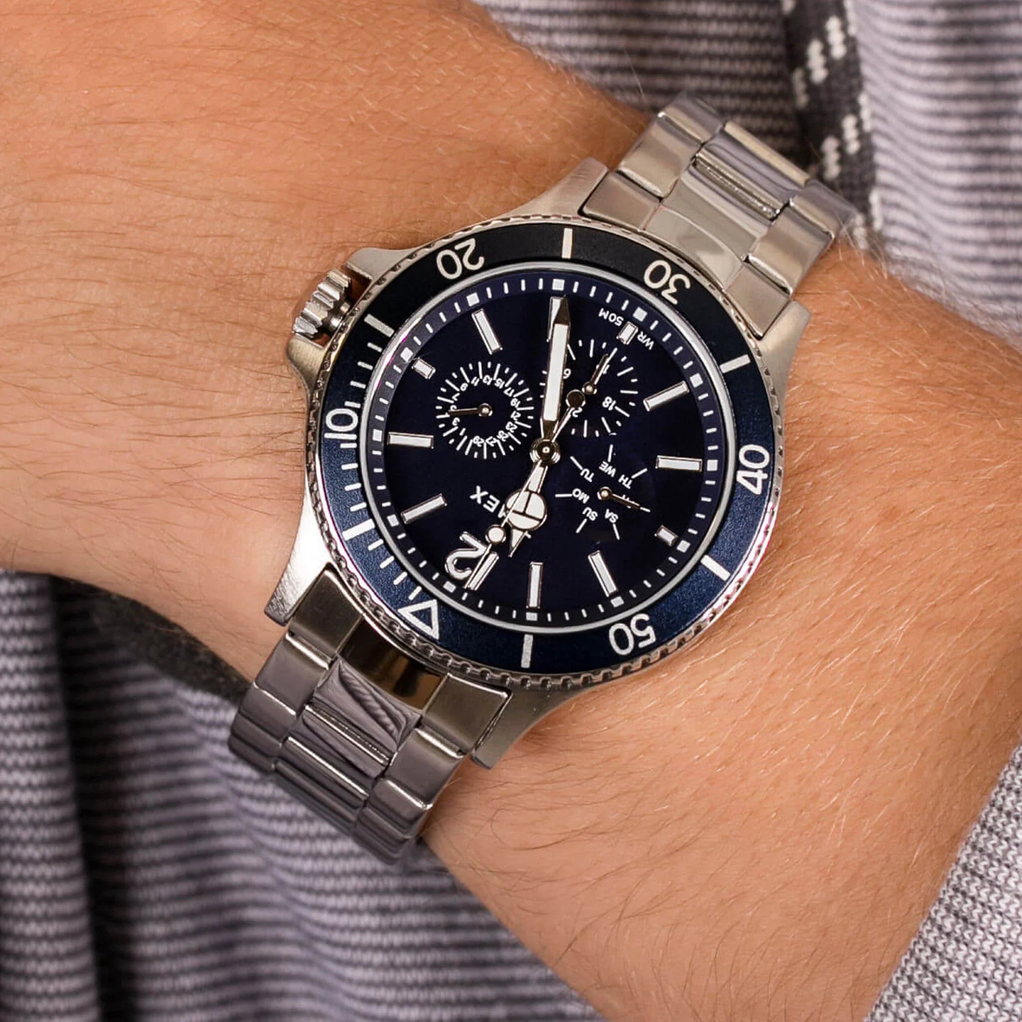 Timex Men's Silver Stainless Steel, Blue Dial | Tw2u13200