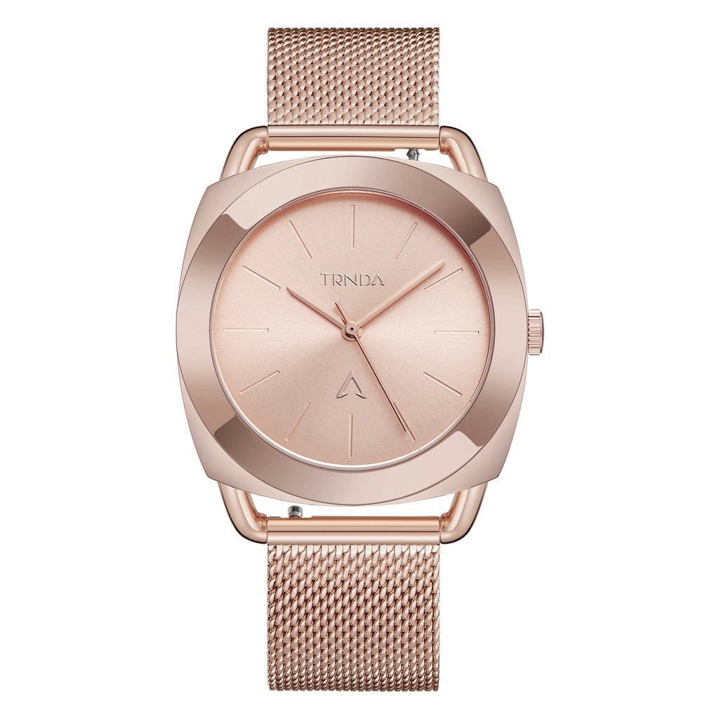 Trnda Women's Rose Gold Stainless Steel Watch, Mesh Band | Trnda-12345