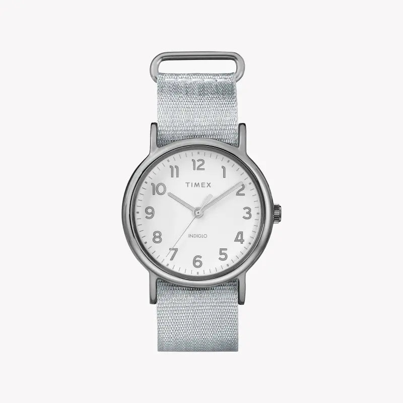 Timex Women's Silver Fabric Watch, White Dial | Tw2r92500