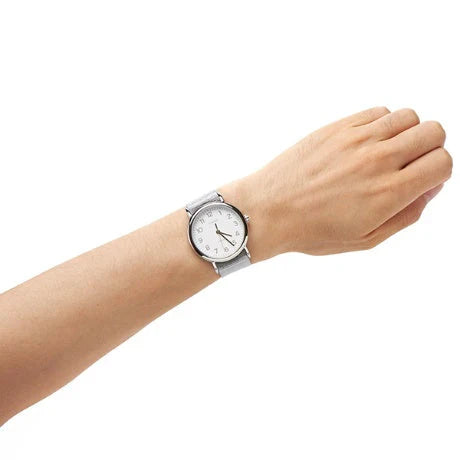 Timex Women's Silver Fabric Watch, White Dial | Tw2r92500